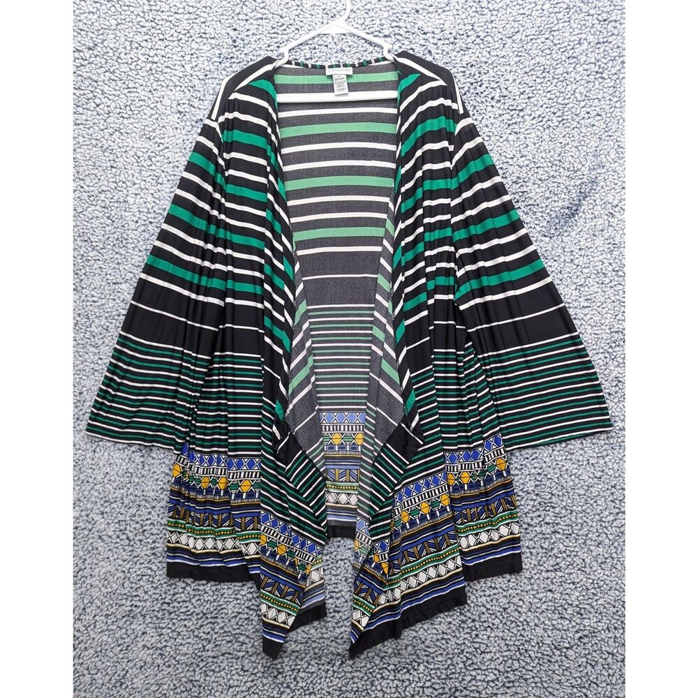 Catherines Cardigan Size 4X Geometric Lightweight Boho Artsy Stretch Open Front